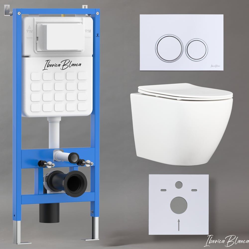 Изображение товара Унитаз IBERICA BILBAO ALTO Безободковый 365x520 мм белый санфарфор