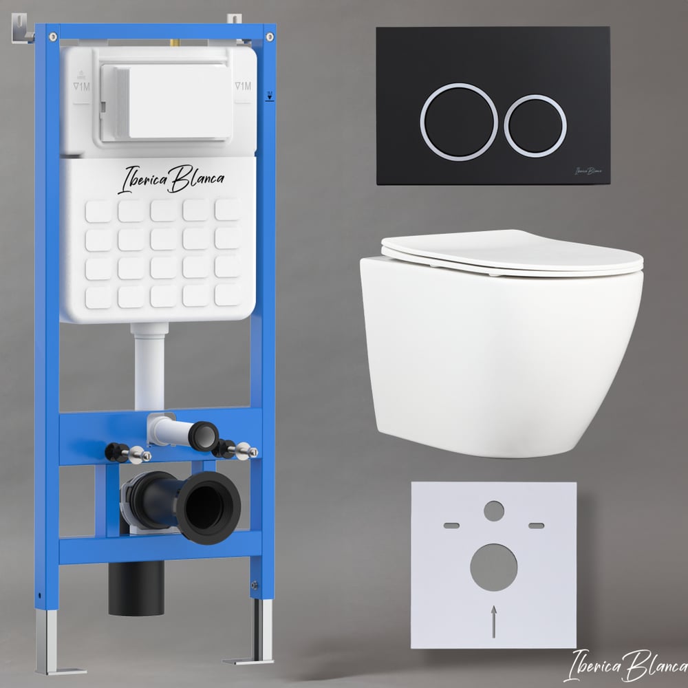 Изображение товара Комплект унитаз безободковый с инсталляцией и сиденьем BILBAO ALTO IBERICA