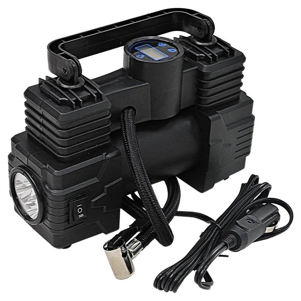 Изображение товара Двухпоршневой компрессор A2DM 180Вт 35л/мин с фонарем и цифровым дисплеем