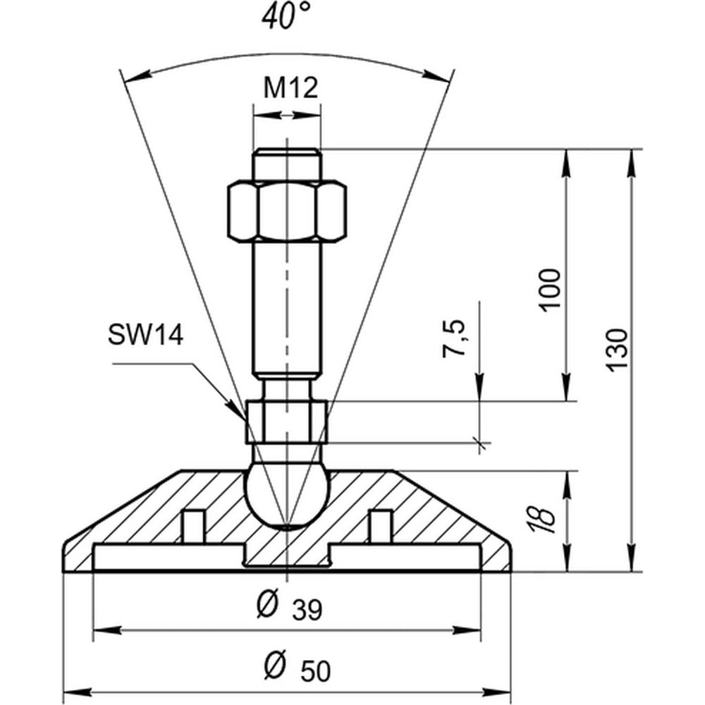Изображение товара Опора шарнирная с наружной резьбой Алтервиа 2 шт регулируемая для тяжелых нагрузок