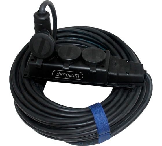 Изображение товара Силовой шнур удлинитель энаргит КГ 3*1,5 3 розетки 20 метров ip 44 вилка/колодка КГ315-20-3-44