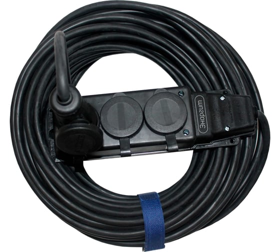 Изображение товара Силовой шнур удлинитель энаргит КГ 3*2,5 3 розетки 50 метров ip 44 вилка/колодка КГ325-50-3-44