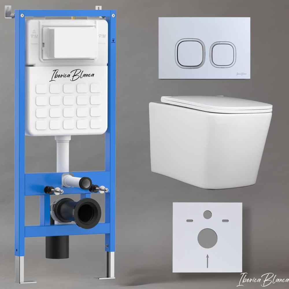 Изображение товара Комплект 3 в 1 Iberica Blanca инсталляция унитаз торнадо безободковый белый ТOLЕDO ALTO
