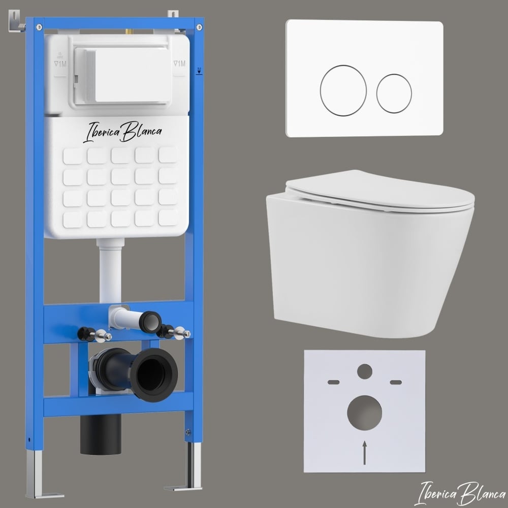 Изображение товара Комплект 3 в 1 Iberica Blanca инсталляция унитаз безободковый современный