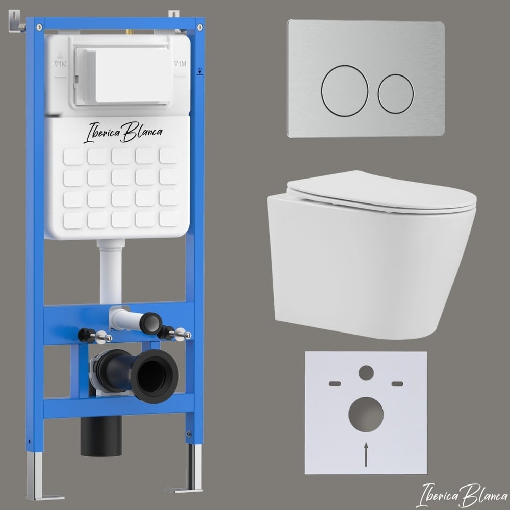 Изображение товара Комплект 3 в 1 Iberica Blanca инсталляция унитаз безободковый белый BURGOS ALTO