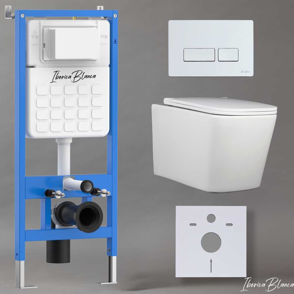 Изображение товара Комплект для унитаза 3 в 1 Iberica Blanca Toledo Alto безободковый белый