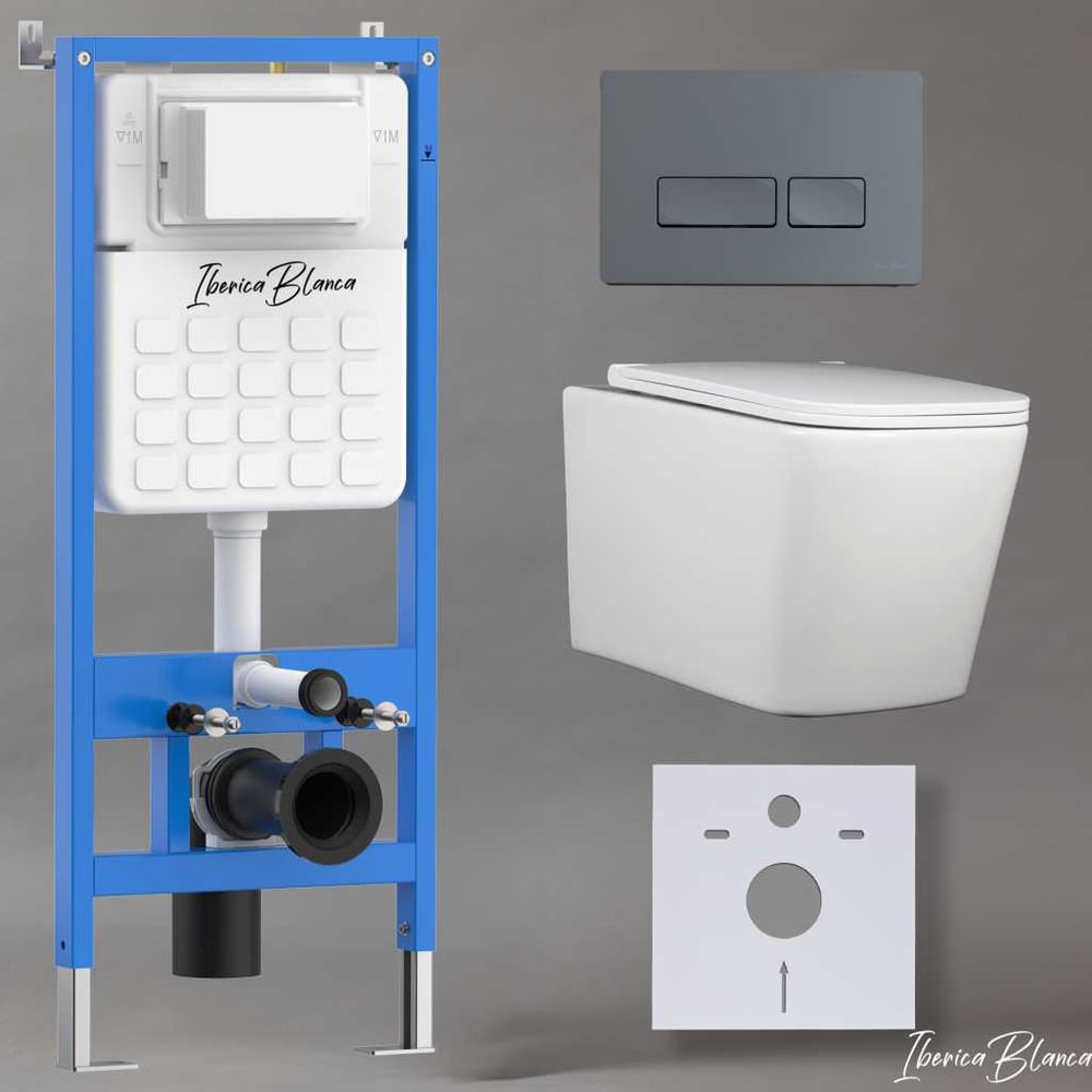 Изображение товара Комплект 3 в 1 Iberica Blanca инсталляция с унитазом и клавишей TOLEDO ALTO