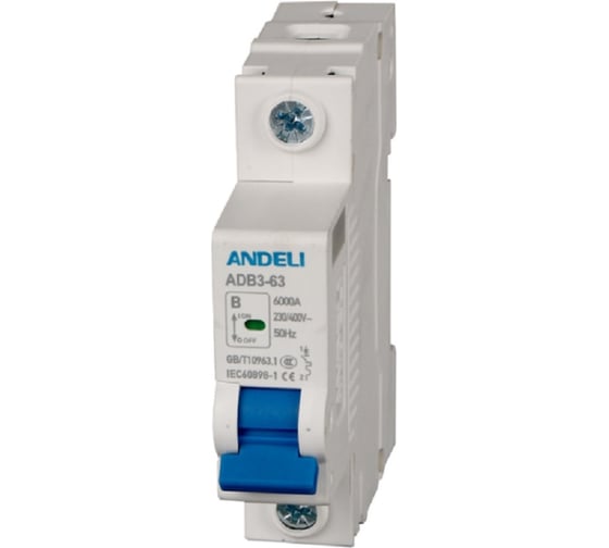 Изображение товара Автоматический выключатель ANDELI ADB3-63/1P, 10A, 6KA, тип B ADL01-829