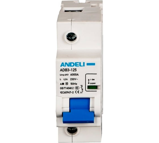 Изображение товара Автоматический выключатель ANDELI ADB3-125 1P, 125A, тип C ADL01-650
