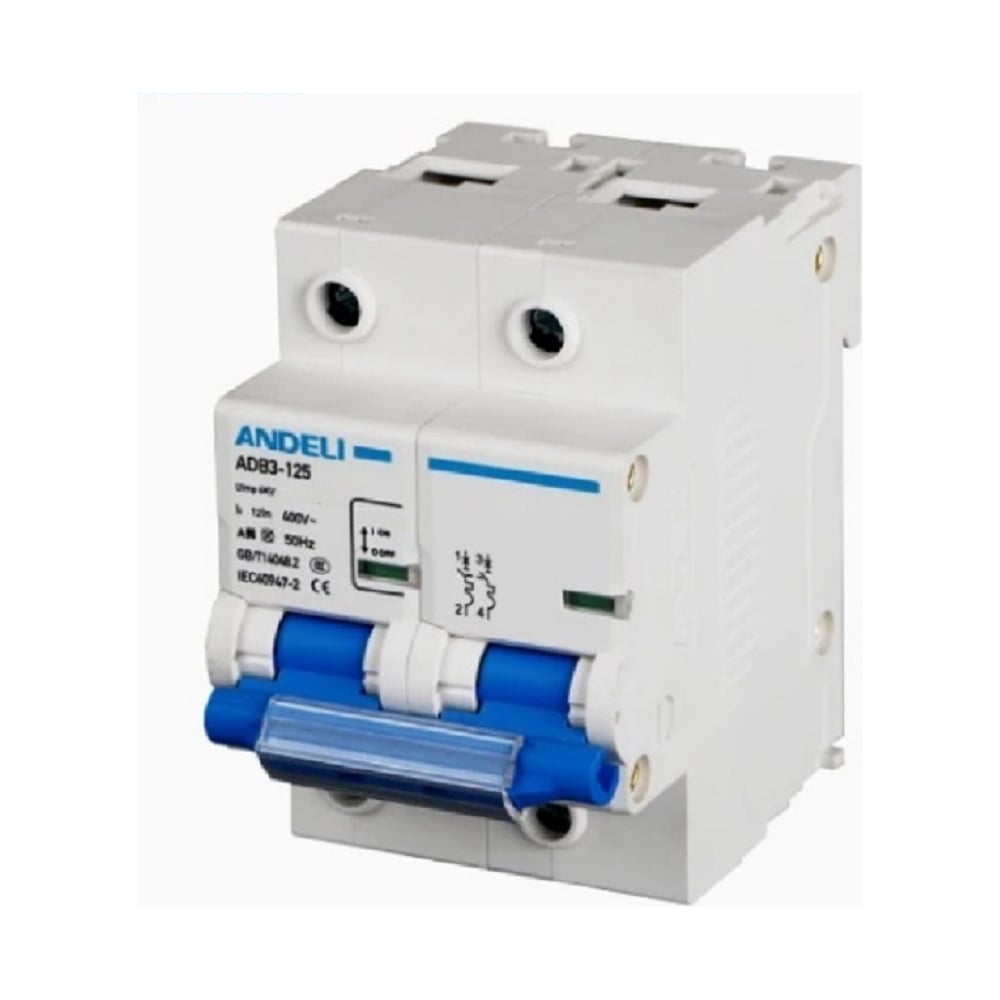 Изображение товара Автоматический выключатель ANDELI ADB3-125H 2P 100A 10KA для защиты электросетей