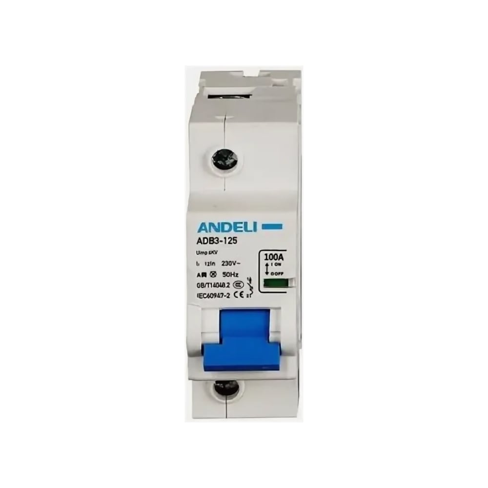 Изображение товара Автоматический выключатель ANDELI ADB3-125H 1P 100A 10KA тип D для DIN-рейки