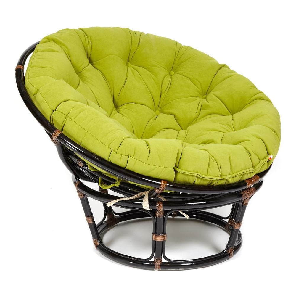 Изображение товара Кресло Tetchair "PAPASAN" 23/01 W, с подушкой, диаметр подушки 125 см, 115x101x104 см, Antique brown (античный черно-коричневый), флок олива, 23 13738
