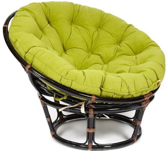 Изображение товара Кресло Tetchair "PAPASAN" 23/01 W, с подушкой, диаметр подушки 125 см, 115x101x104 см, Antique brown (античный черно-коричневый), флок олива, 23 13738