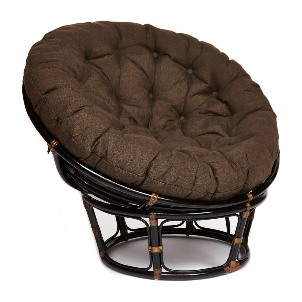 Изображение товара Кресло Tetchair "PAPASAN" 23/01 W, с подушкой, диаметр подушки 125 см, 115x101x104 см, Antique brown (античный черно-коричневый), ткань коричневый, 13730