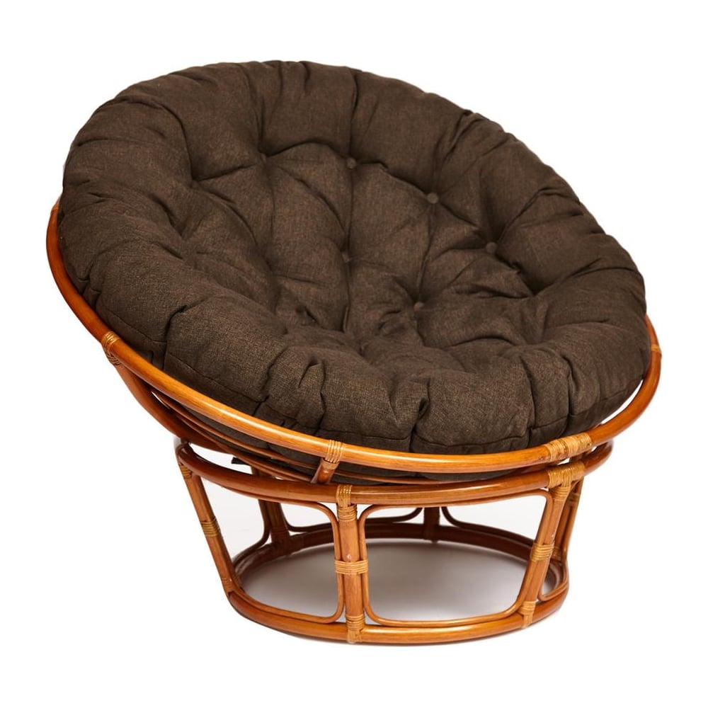 Изображение товара Кресло Tetchair "PAPASAN" 23/01 W, с подушкой, диаметр подушки 125 см, 115x101x104 см, Cognac (коньяк), ткань коричневый, 3М7-147 13731