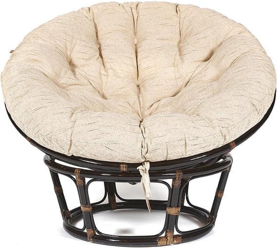Изображение товара Кресло Tetchair "PAPASAN" 23/01 W, с подушкой, диаметр подушки 129 см, 115x101x104 см, Antique brown (античный черно-коричневый), ткань старт 7223