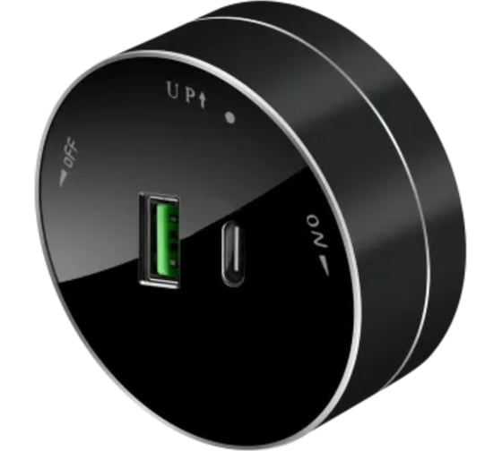 Изображение товара Розетка Systeme Electric MuitiTrack 2хUSB (тип А+С), 18Вт, 5В/3А, Антрацит MTK13003B