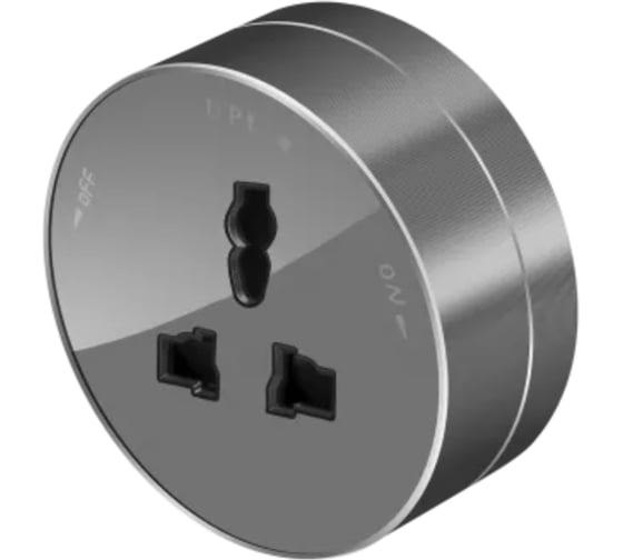 Изображение товара Розетка Systeme Electric MuitiTrack универсальная, круглая, 13А/250В, Графит MTK13002G