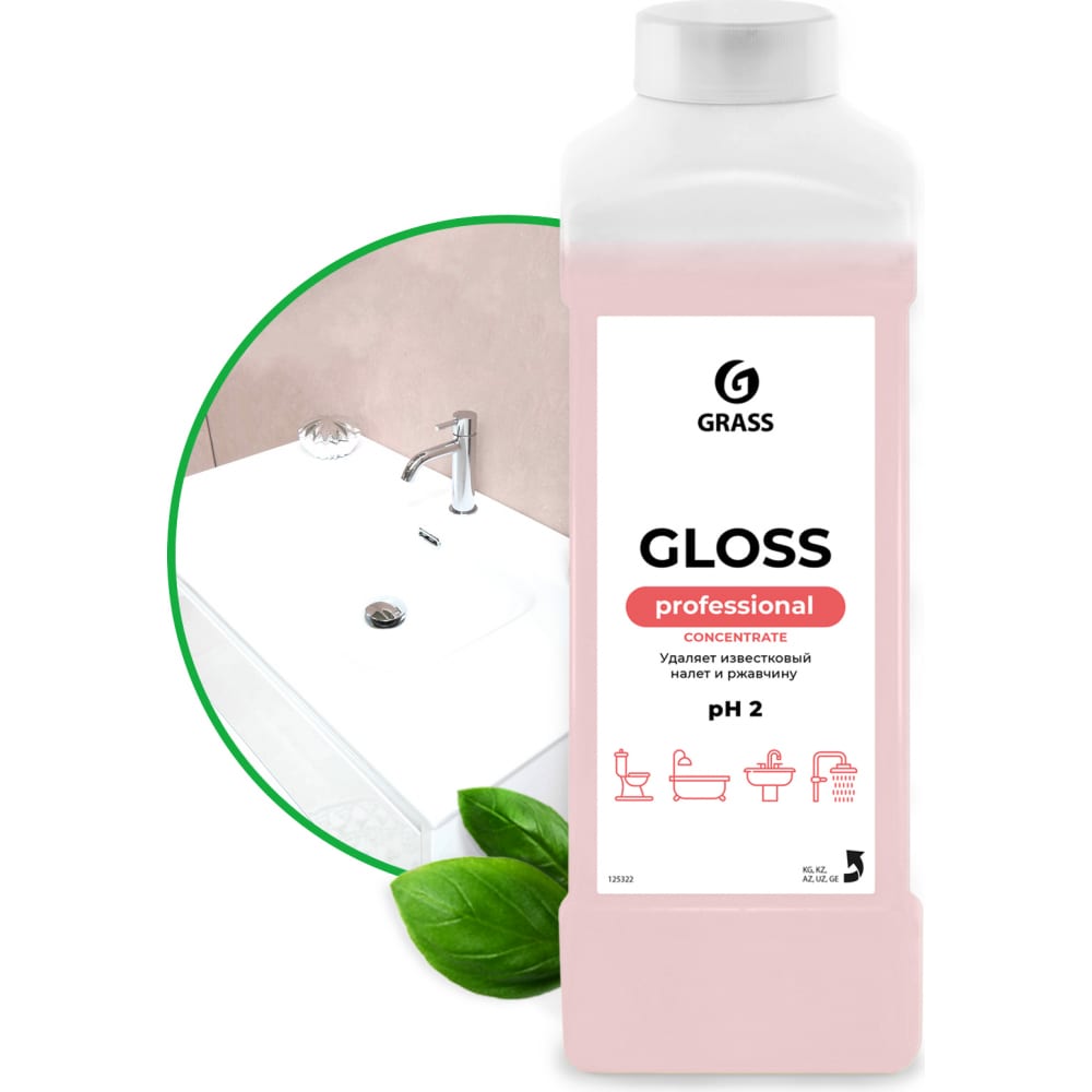 фото Концентрированное чистящее средство для ванной комнаты grass gloss 1л 125322