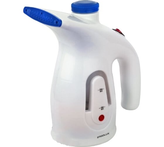 Изображение товара Компактный отпариватель ERGOLUX ELX-GS01-С35 белый/синий 200 мл, 220-240 В, 800 Вт 13973