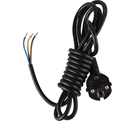 Изображение товара Шнур сетевой СПб УПП-5 с вилкой ПВС 3x1,5-81 черный 3,0 м 99929163