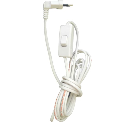 Изображение товара Шнур сетевой СПб УПП-5 с угловой вилкой и проходным выключателем ШВВП 2x0,5 белый 1,7м 14063