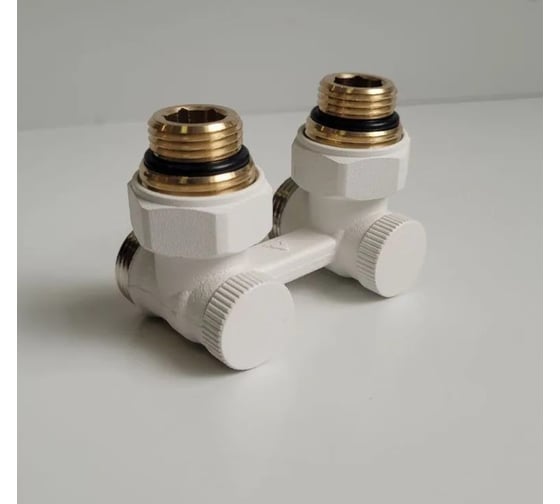 Изображение товара Узел подключения для радиатора белый, угловой, мультифлекс со сгонами на 50 мм VIVALDO 3/4" НГ (1/2" НР) х 3/4" НР AHRV-WH