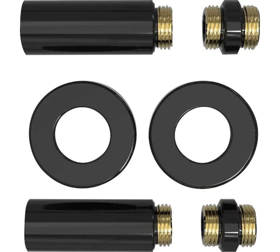 Изображение товара Удлинители черные с резьбой по всей длине VIVALDO 1/2"РВ-РН L60мм с чашками SRE-BL