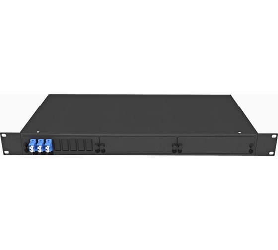 Изображение товара Оптический стоечный кросс TopLAN 19, укомплектованный, с адаптерами, КРС-Top-1U-06LC/U-OS2-BK