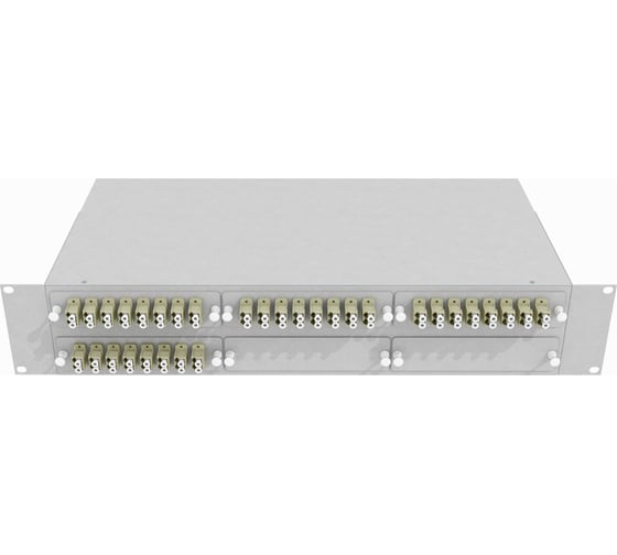 Изображение товара Оптический стоечный кросс TopLAN 19, многомодовый, укомплектованный, КРС-Top-2U-64LC/U-OM2-GY
