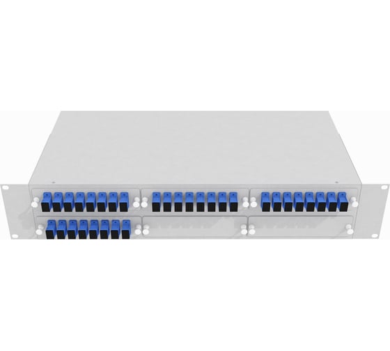 Изображение товара Оптический стоечный кросс TopLAN 19, одномодовый, укомплектованный, КРС-Top-2U-32SC/U-OS2-GY