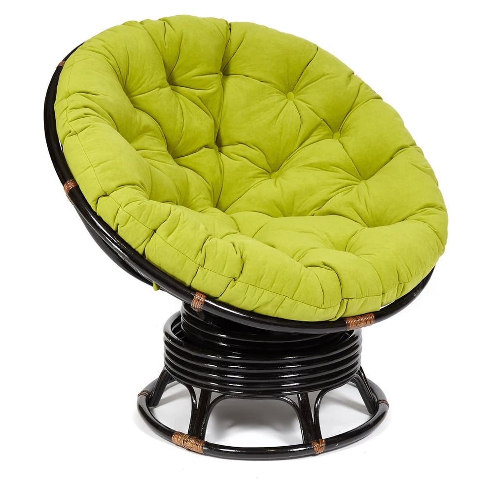 Изображение товара Кресло-качалка Tetchair PAPASAN w 23/01 B / с подушкой / Antique brown (античный черно-коричневый), флок Олива, 23 13754