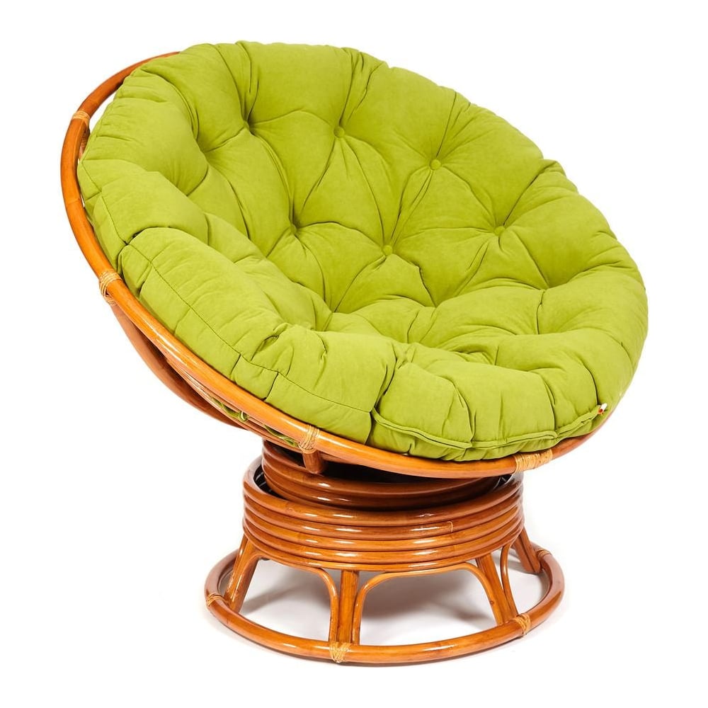 Изображение товара Кресло-качалка Tetchair PAPASAN w 23/01 B / с подушкой / Cognac (коньяк), флок Олива, 23 13755
