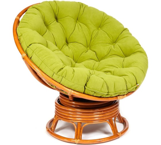 Изображение товара Кресло-качалка Tetchair PAPASAN w 23/01 B / с подушкой / Cognac (коньяк), флок Олива, 23 13755