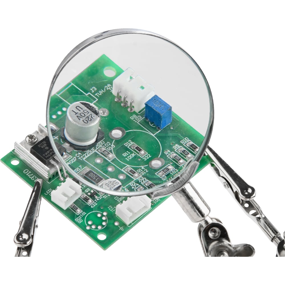 Изображение товара Держатель с лупой PM-805 Phonemate 3-кратность диаметр 60 мм удобно для паяния и мелкой работы