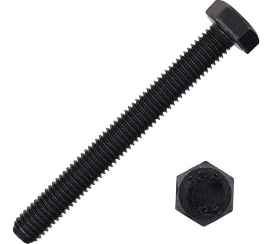 Изображение товара Болт 23 Болта М8x100, DIN933, высокопрочный к.п.12.9 черный, 10 шт. б1299338100