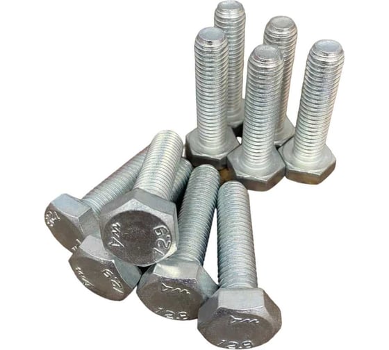 Изображение товара Болт 23 БОЛТА М12x30 мм, DIN933, высокопрочный к.п. 12.9, ОЦ, 10шт. б1299331230оц