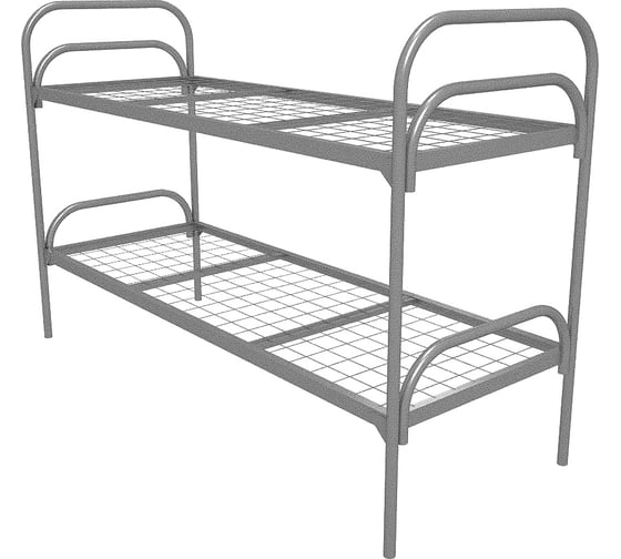 Изображение товара Двухъярусная металлическая кровать Sebmet 700x1900, сетка 100x100, 2 перемычки (С+2) К2-70190-100100-2П