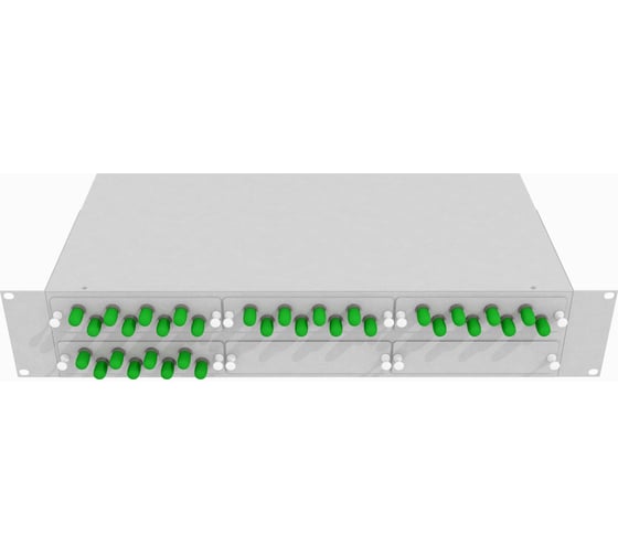 Изображение товара Оптический стоечный кросс TopLAN 19, одномодовый, укомплектованный, КРС-Top-2U-32ST/A-OS2-GY