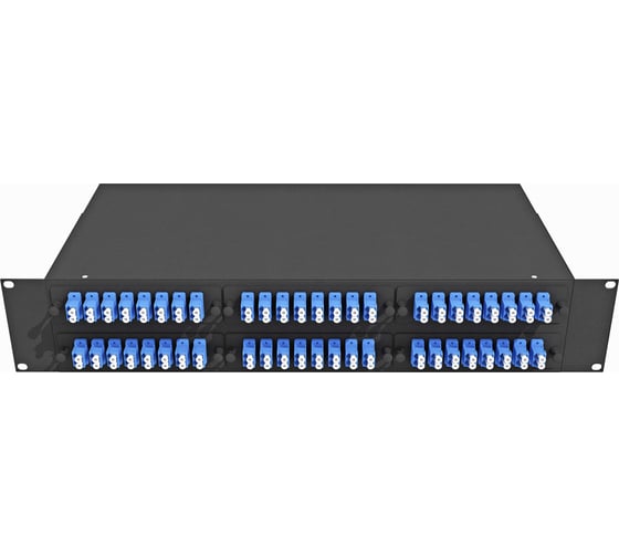 Изображение товара Оптический стоечный кросс TopLAN 19, одномодовый, укомплектованный, КРС-Top-2U-96LC/U-OS2-BK