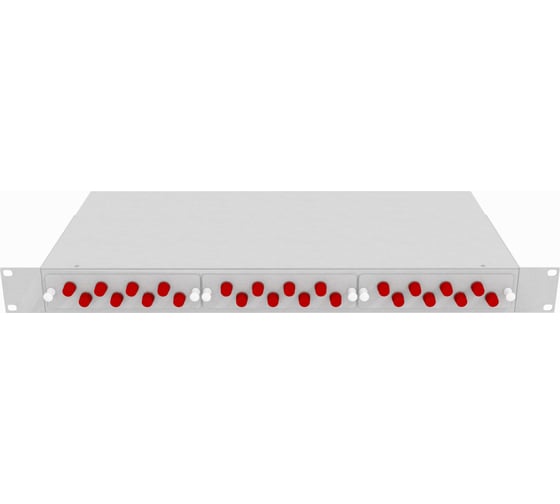 Изображение товара Оптический стоечный кросс TopLAN 19, одномодовый, укомплектованный, КРС-Top-1U-24FC/U-OS2-GY