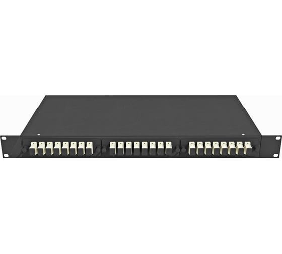 Изображение товара Оптический стоечный кросс TopLAN 19, многомодовый, укомплектованный, КРС-Top-1U-24SC/U-OM2-BK