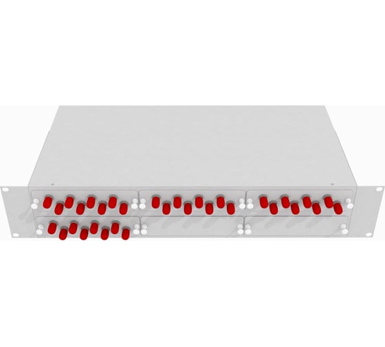 Изображение товара Оптический стоечный кросс TopLAN 19, одномодовый, укомплектованный, КРС-Top-2U-32ST/U-OS2-GY