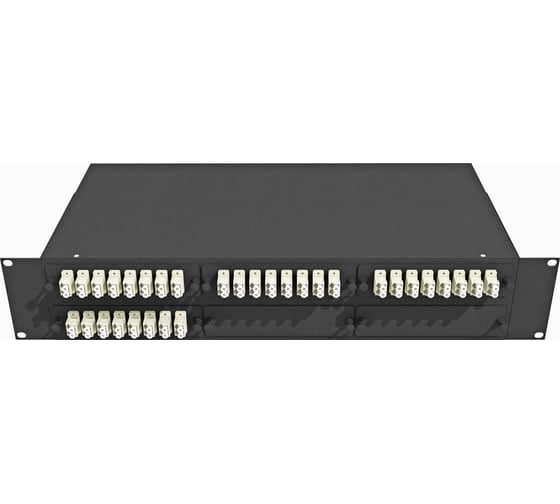 Изображение товара Оптический стоечный кросс TopLAN 19, многомодовый, укомплектованный, КРС-Top-2U-64LC/U-OM2-BK