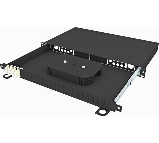 Изображение товара Оптический стоечный выдвижной кросс TopLAN 19, укомплектованный, КРСв-Top-1U-16LC/U-OM2-BK