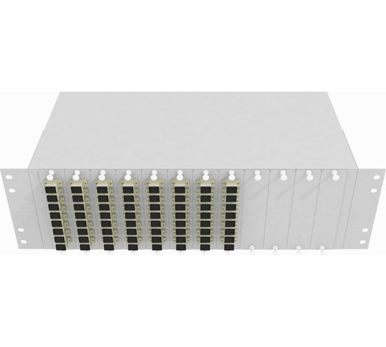 Изображение товара Оптический стоечный кросс TopLAN 19, многомодовый, укомплектованный, КРС-Top-3U-64SC/U-OM2-GY