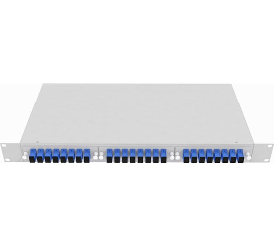 Изображение товара Оптический стоечный кросс TopLAN 19, одномодовый, укомплектованный, КРС-Top-1U-24SC/U-OS2-GY