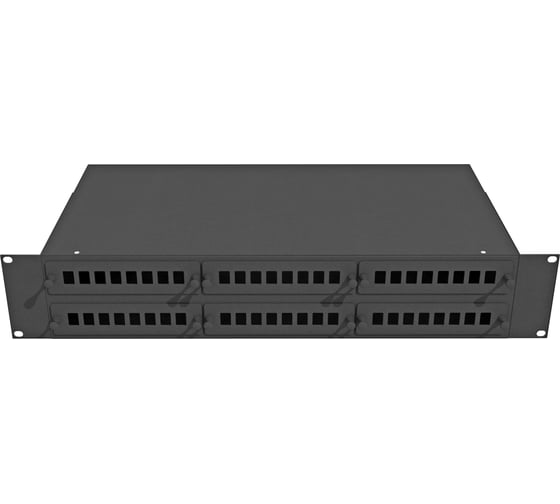Изображение товара Оптический стоечный кросс TopLAN 19, 48 SC/DLC адаптеров, 2U, черный, КРС-Top-2U-48SC/DLC-BK