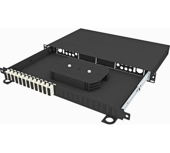 Изображение товара Оптический стоечный выдвижной кросс TopLAN 19, укомплектованный, КРСв-Top-1U-24SC/U-OM2-BK