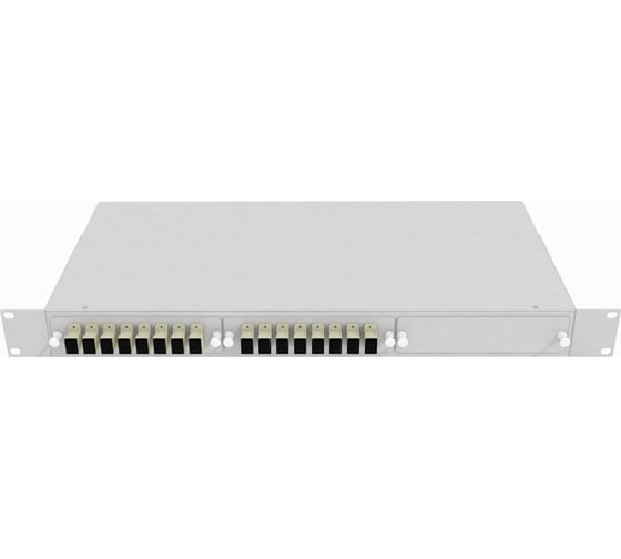 Изображение товара Оптический стоечный кросс TopLAN 19, многомодовый, укомплектованный, КРС-Top-1U-16SC/U-OM2-GY